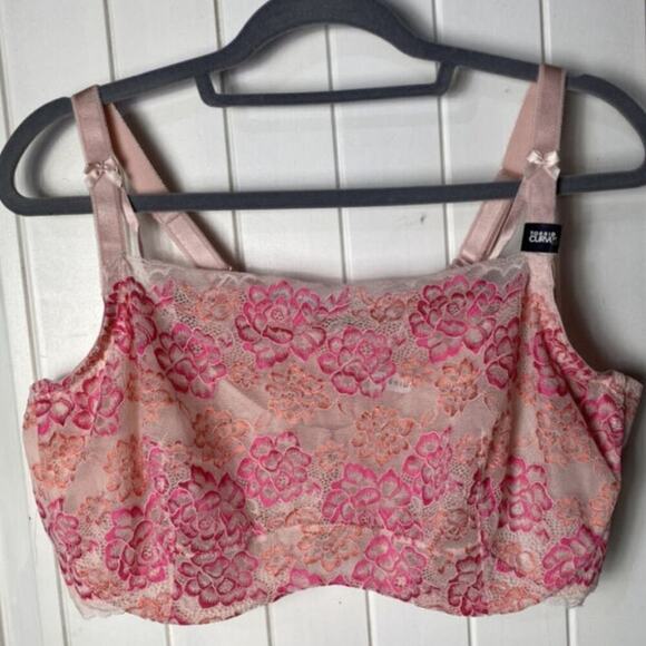Torrid Bandeau multi way Unlined Balconette Lace Bra in light pink orange 42C - Picture 8 of 12